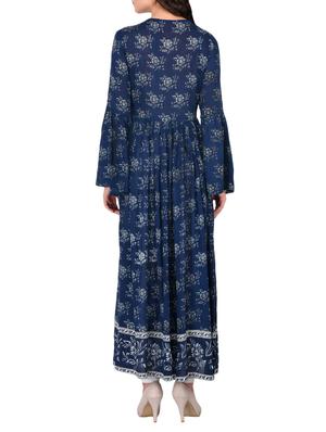 navy blue flared kurta - 15302815 - Standard Image - 3