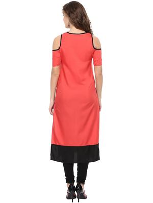 pink crepe straight solid kurta - 15305094 - Standard Image - 3