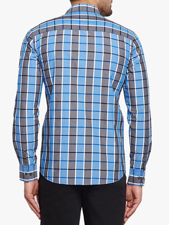 blue cotton casual shirt - 15305766 - Zoom Image - 3