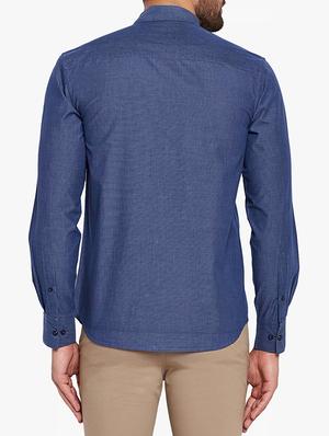 blue solid casual shirt - 15305910 - Standard Image - 3