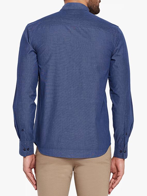 blue solid casual shirt - 15305910 - Zoom Image - 3