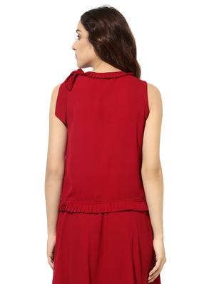red ruffled pleats top - 15305947 - Standard Image - 3