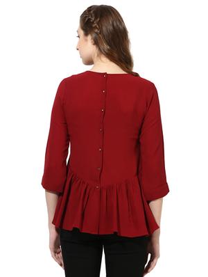 maroon top with tiny embellishments - 15305955 - Standard Image - 3