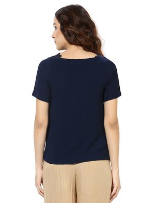 navy blue crochet patch top - 15305957 - Standard Image - 3