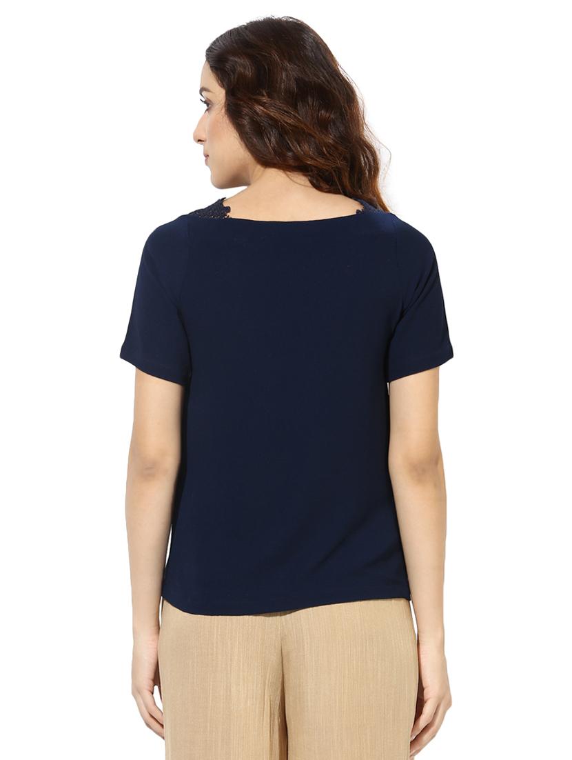 navy blue crochet patch top - 15305957 - Zoom Image - 3