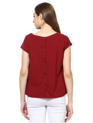 maroon cotton floral top - 15305961 - Standard Image - 3