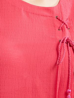 pink lace-up top - 15305968 - Standard Image - 3