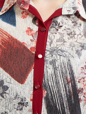 maroon printed slits tunic - 15305991 - Standard Image - 3