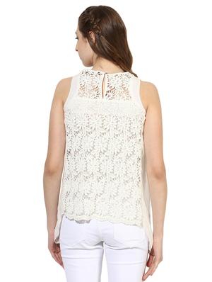 white cotton crochet top - 15305993 - Standard Image - 3
