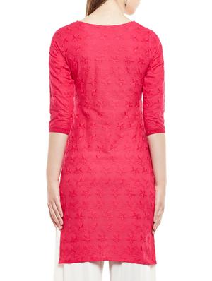 pink cotton straight solid kurta - 15307347 - Standard Image - 3