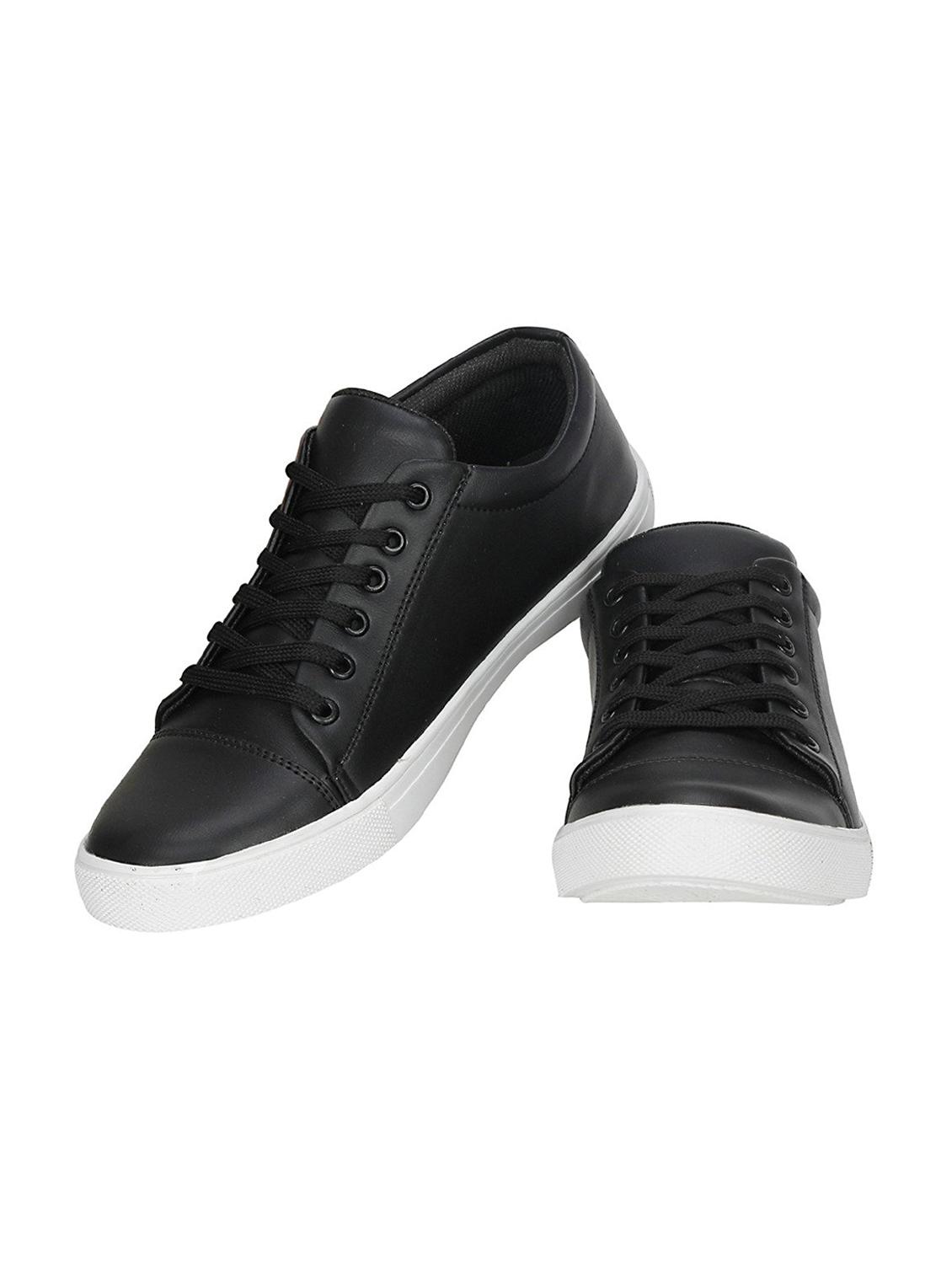 black leatherette lace up sneaker - 15312461 - Zoom Image - 3