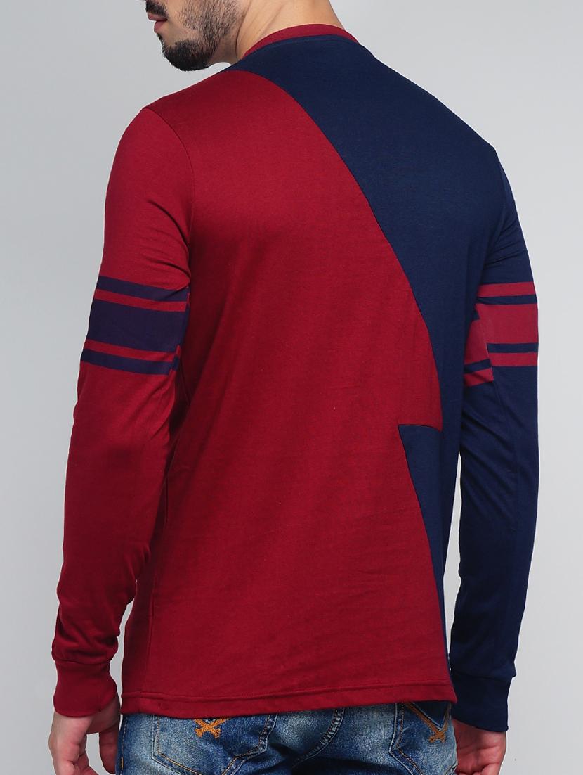 maroon cotton cut & sew t-shirt - 15314496 - Zoom Image - 3