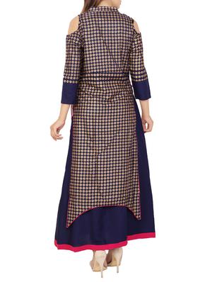 Layered foil print kurta - 15315189 - Standard Image - 3