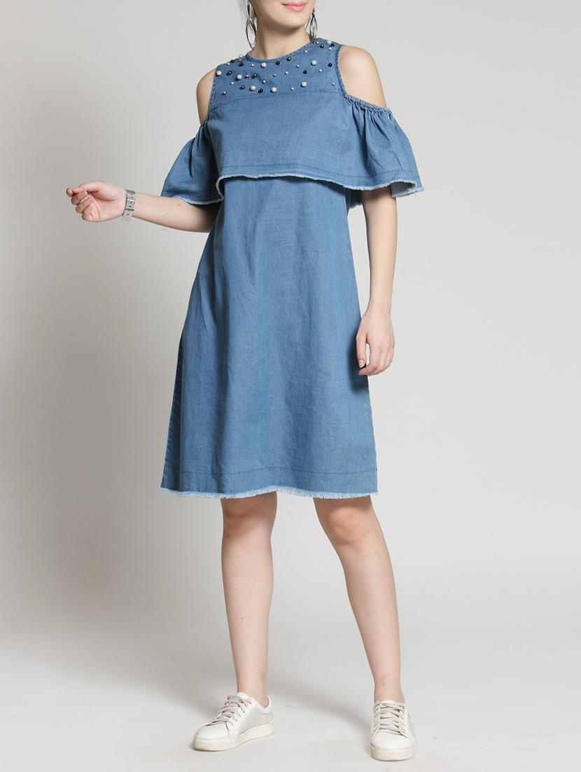 raw edge pearl embellished dress - 15315482 - Zoom Image - 3