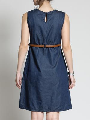 eyelet detail belted a-line dress - 15315493 - Standard Image - 3