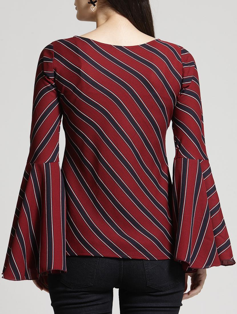 bell sleeved striped top - 15315565 - Zoom Image - 3