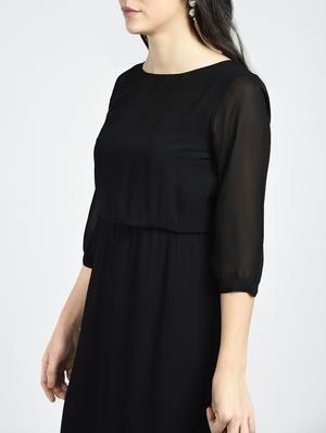 sheer hem side slit maxi dress - 15316353 - Standard Image - 3