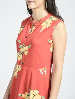 floral contrast button detail dress - 15316362 - Standard Image - 3