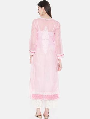straight chikankari kurta - 15318322 - Standard Image - 3