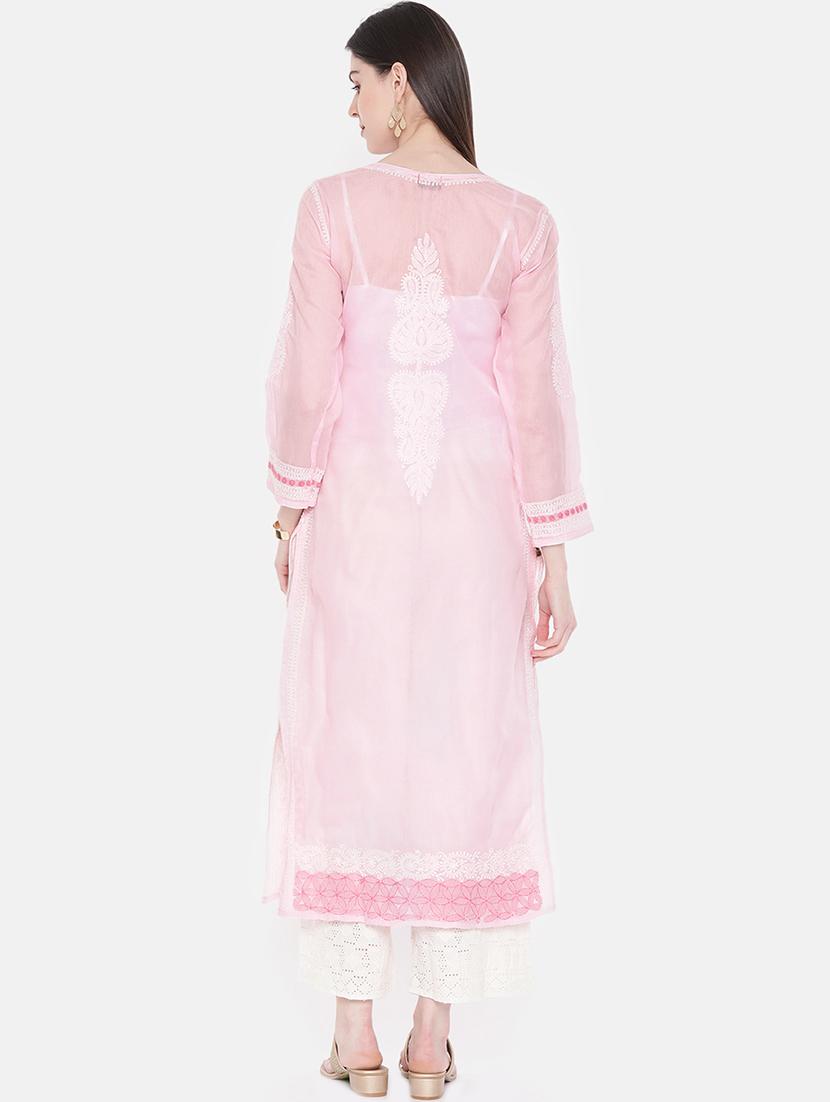 straight chikankari kurta - 15318322 - Zoom Image - 3