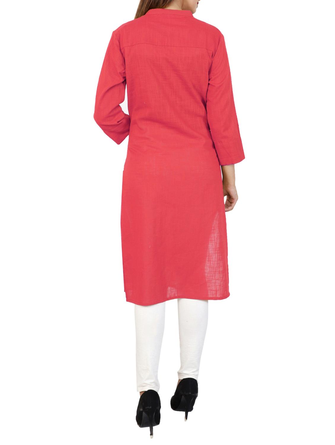 pink straight kurta - 15318781 - Zoom Image - 3