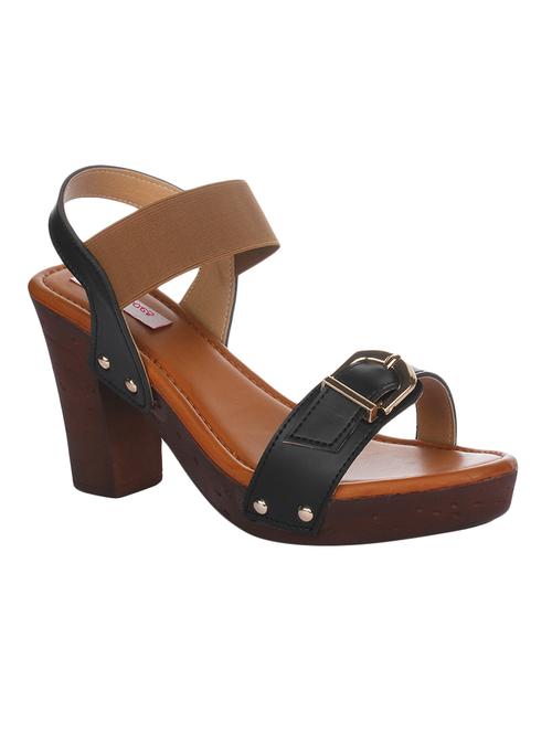 black faux leather back strap sandals - 15318880 - Standard Image - 1
