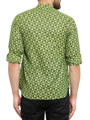 green cotton short kurta - 15321747 - Standard Image - 3