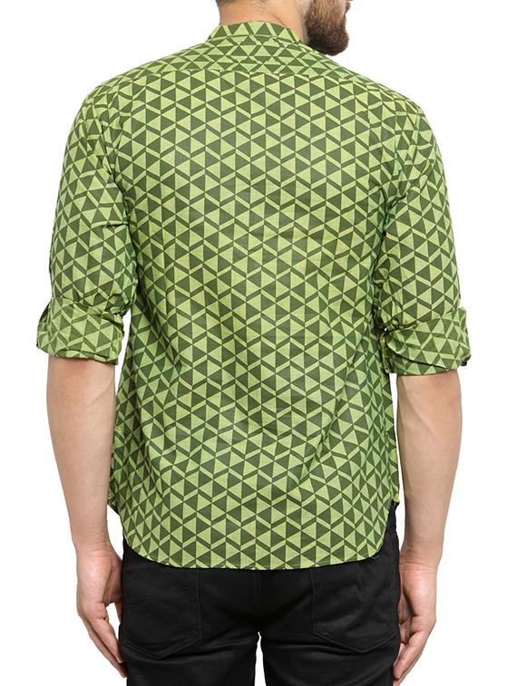 green cotton short kurta - 15321747 - Zoom Image - 3