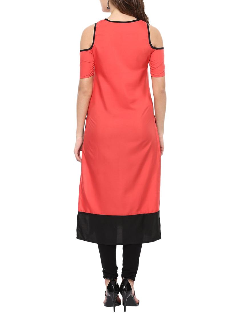 straight cold shoulder kurta - 15322289 - Zoom Image - 3