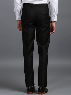 black 100% viscose flat front trousers formal - 15323313 - Standard Image - 3