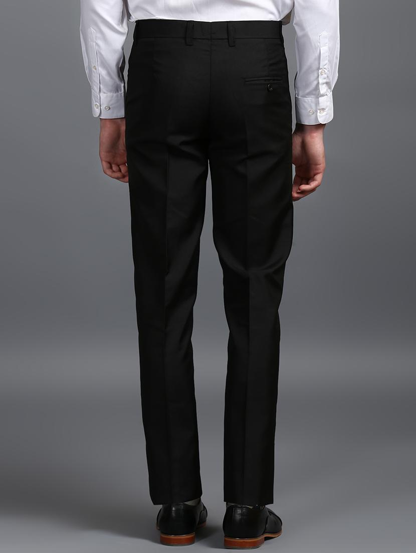 black 100% viscose flat front trousers formal - 15323313 - Zoom Image - 3