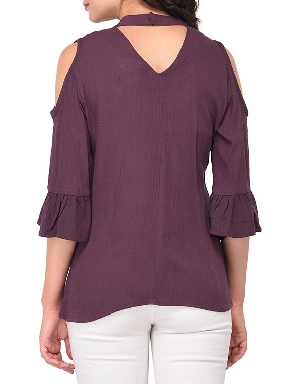 choker neck cold-shoulder top - 15323414 - Zoom Image - 3