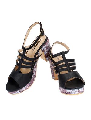 black pu ankle strap sandals - 15326249 - Standard Image - 3