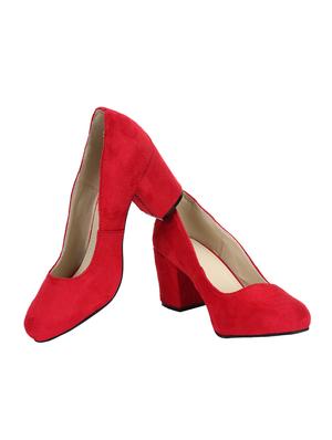 red pu slip on pumps - 15326257 - Standard Image - 3