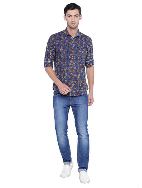 blue floral print casual shirt - 15327241 - Zoom Image - 3