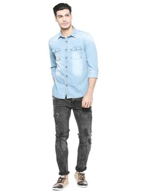 blue cotton casual shirt - 15327258 - Standard Image - 3
