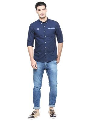 navy blue cotton casual shirt - 15327261 - Standard Image - 3