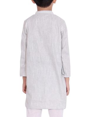 grey cotton kurta set - 15328408 - Standard Image - 3