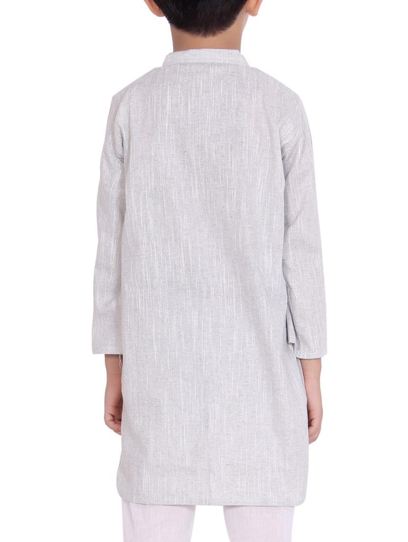 grey cotton kurta set - 15328408 - Zoom Image - 3
