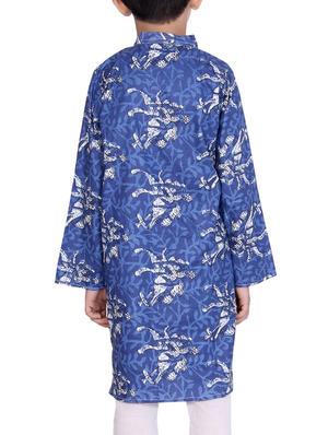 light blue cotton kurta set - 15328421 - Standard Image - 3