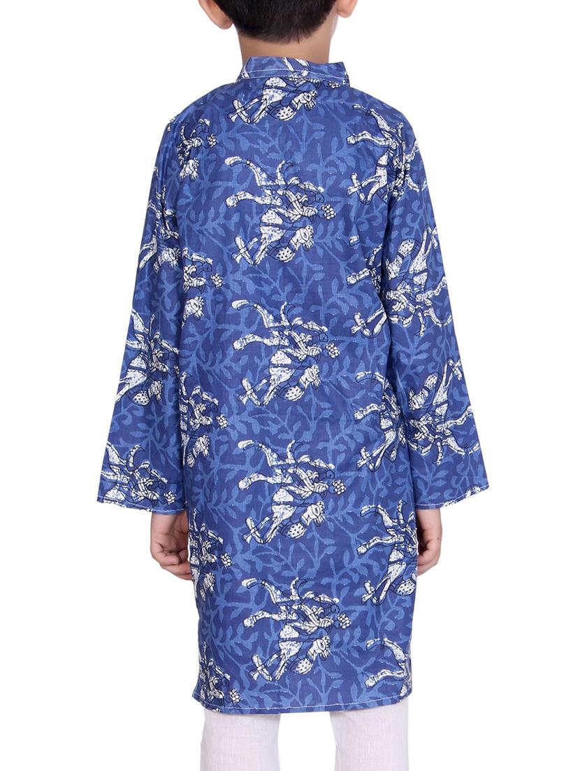 light blue cotton kurta set - 15328421 - Zoom Image - 3