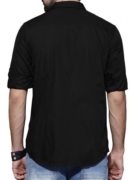 black cotton casual shirt - 15332082 - Zoom Image - 3