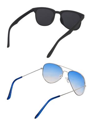zyaden combo of 2 rectangle and aviator sunglasses- combo 2501 - 15332520 - Standard Image - 3