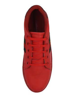 red leatherette lace up sneaker - 15332771 - Standard Image - 3