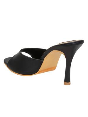 black faux leather slip on sandals - 15333955 - Standard Image - 3