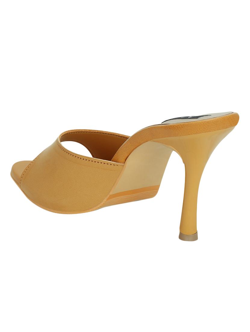 tan faux leather slip on sandals - 15333956 - Zoom Image - 3