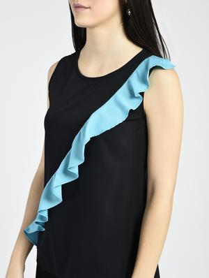 Contrasting ruffle detail top - 15334812 - Standard Image - 3