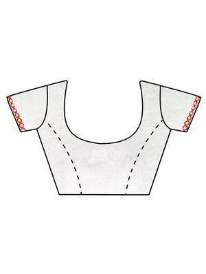 mirror lace border orange saree with blouse - 15335447 - Standard Image - 3