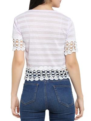 Crochet detail graphic print top - 15336016 - Standard Image - 3
