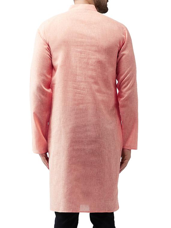 pink cotton long kurta - 15336207 - Zoom Image - 3